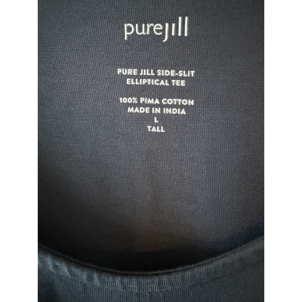 J.Jill Pure Jill Top Womens Large Tall Gray Side Slit Elliptical Tee Shirt - Picture 9 of 11
